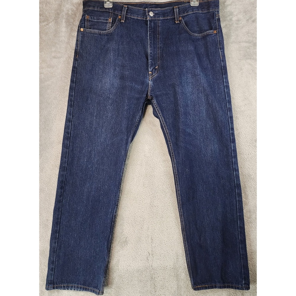 Levis 505 Jeans Mens 40 x 30 Blue Dark Wash Denim‎ Regular Fit Straight Leg